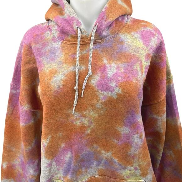 Carmar Multicolor Tie Dye Hooded Drawstring Long Sleeve Pullover Sweater Top M - Picture 3 of 4
